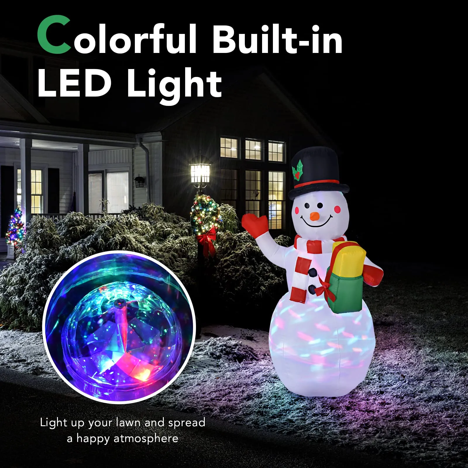 Tangkula Inflatable christmas Snowman, Santa Claus, Built-in Colorful LED Lights