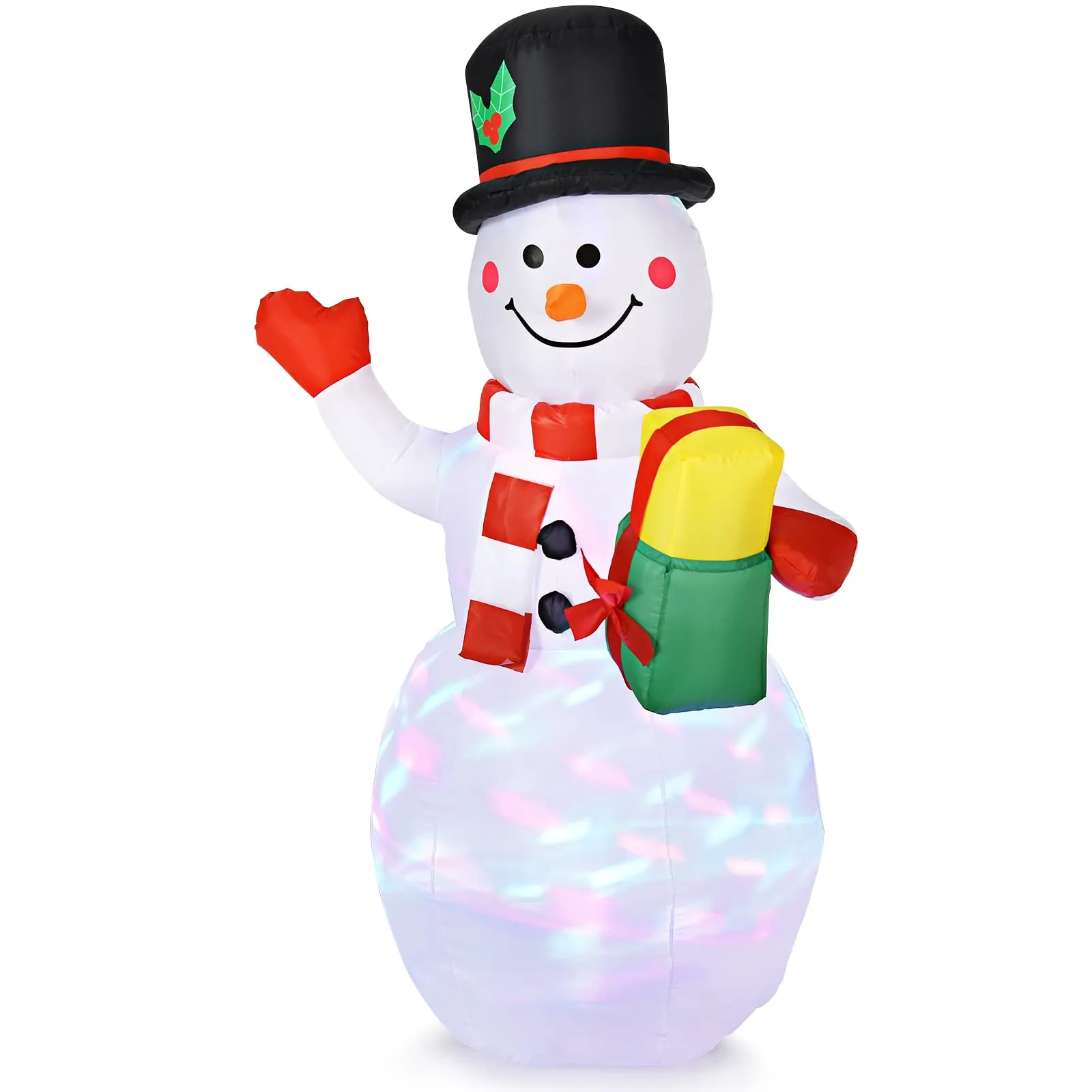 Tangkula Inflatable christmas Snowman, Santa Claus, Built-in Colorful LED Lights