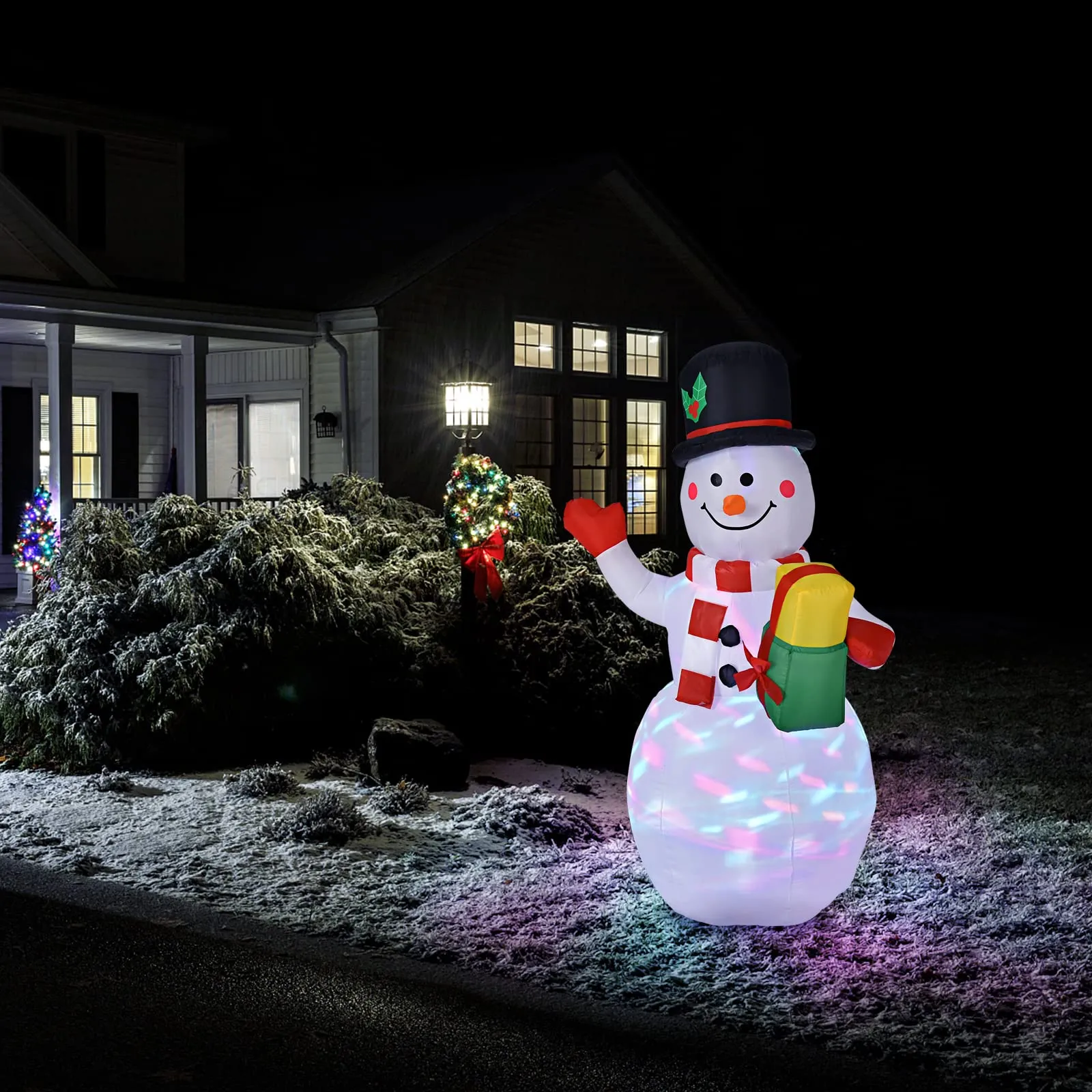 Tangkula Inflatable christmas Snowman, Santa Claus, Built-in Colorful LED Lights