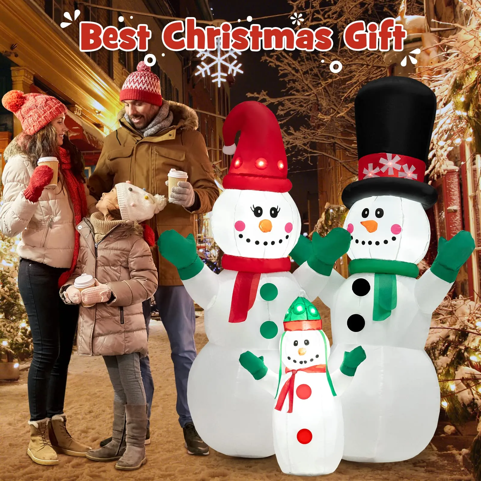 Tangkula Inflatable christmas Snowman, Santa Claus, Built-in Colorful LED Lights