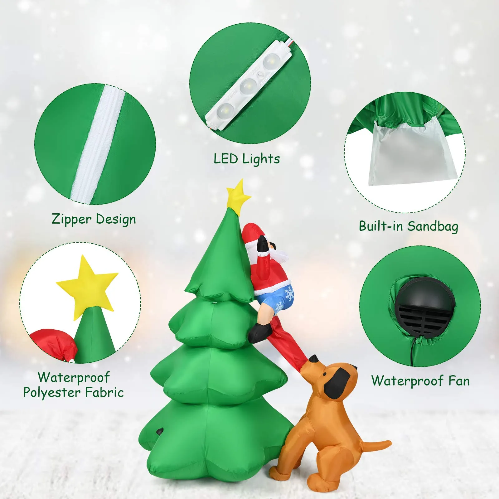 Tangkula Inflatable Christmas Tree, Inflatable Santa Claus Climbing Tree