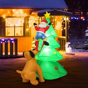 Tangkula Inflatable Christmas Tree, Inflatable Santa Claus Climbing Tree