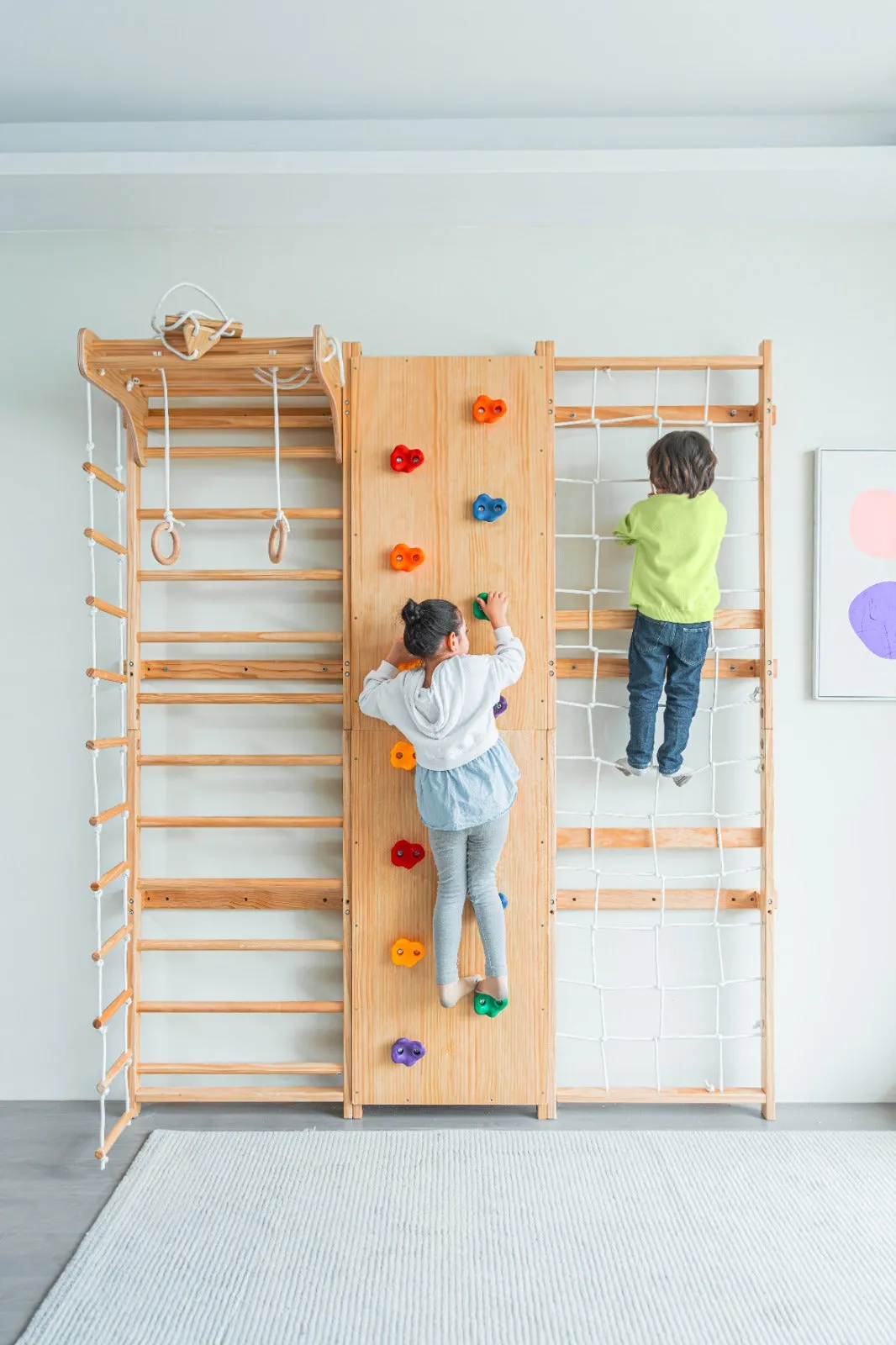 Walnut 9-in-1 Swedish Ladder Wall Gym Set